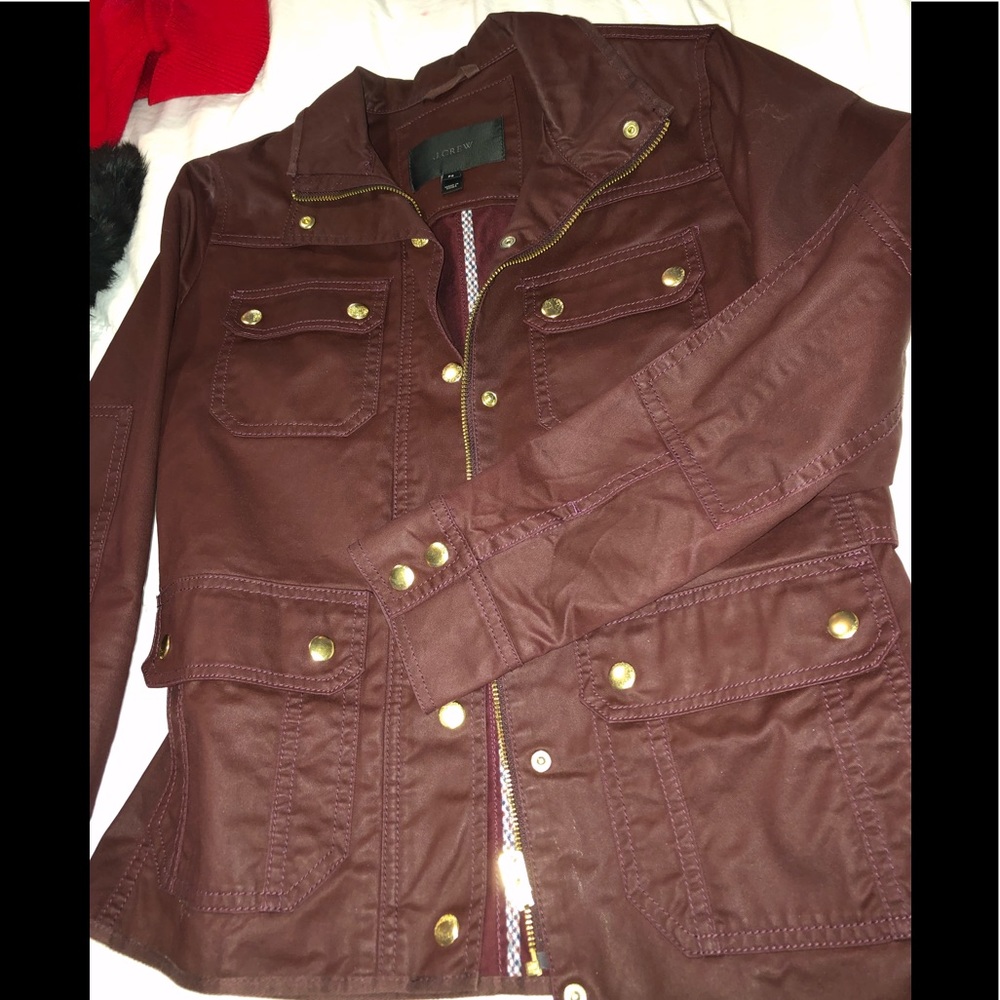 J. Crew burgundy military-style utility jacket